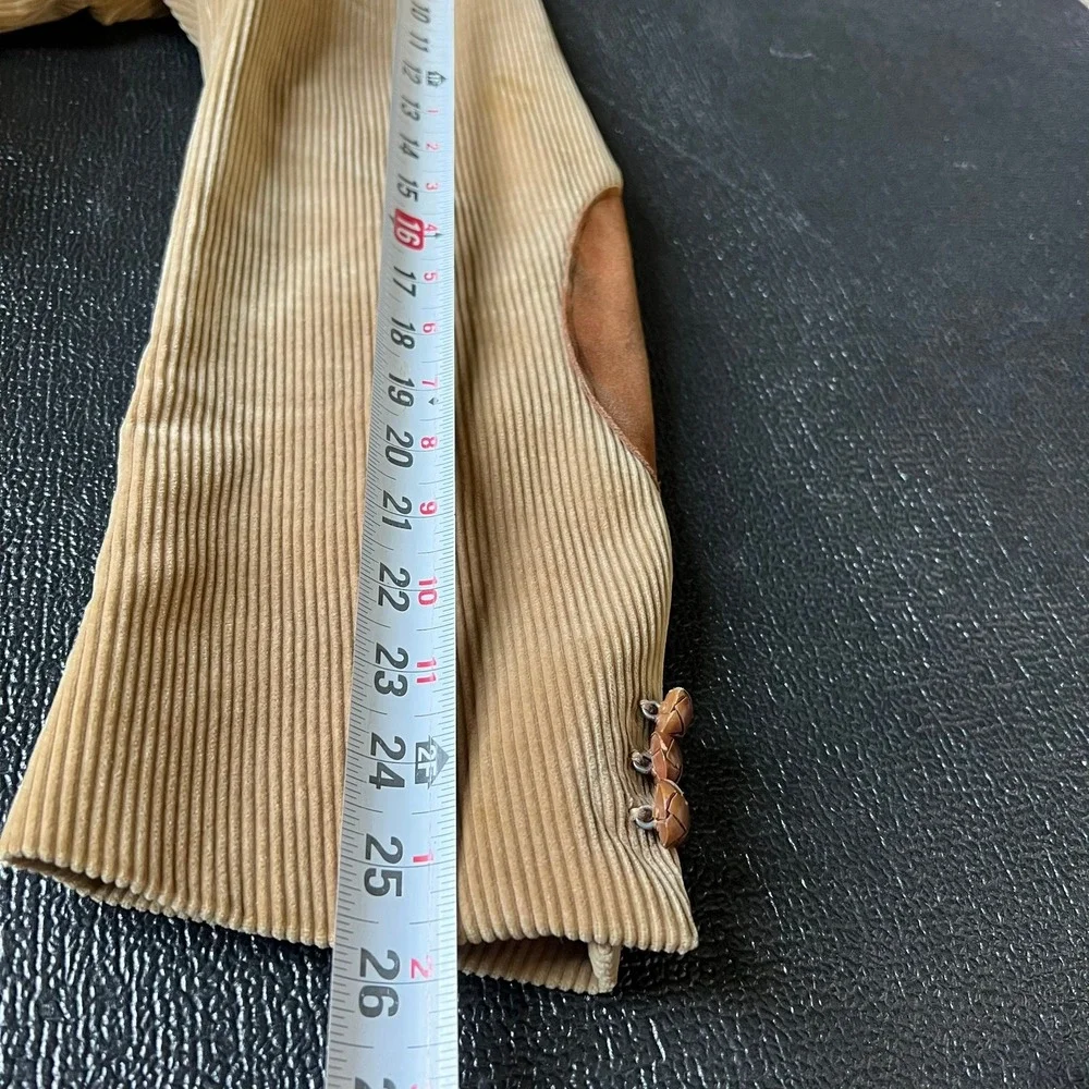 Vtg Tan Corduroy Western Blazer Suede Elbow Patches Tan Camel Sport Coat 44R